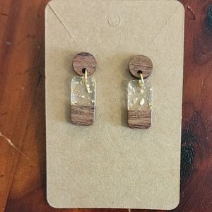 Mixed Media Gold Fleck Earrings